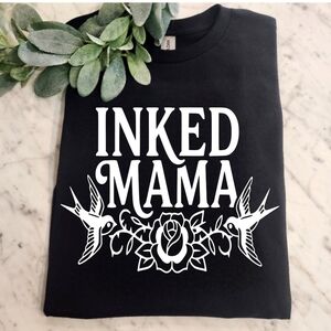Inked mama shirt mom tatted tattoo popular cute trending Black And White